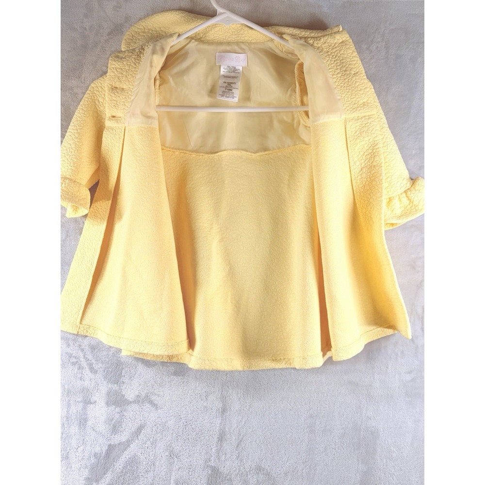 Girls 18M Yellow Textured‎ Coat Peter Pan Collar Button Front Lined Swing - Picture 8 of 8